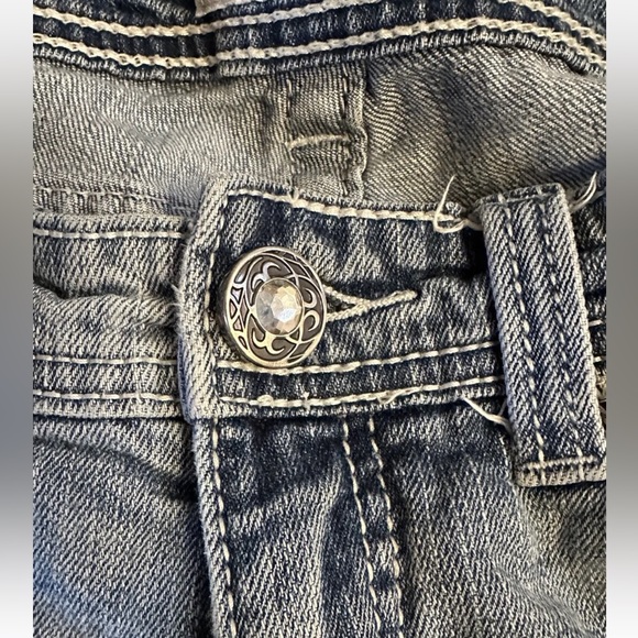 Daytrip Leo Distressed Jeans Size 27 Stretch Low Rise Straight Medium Wash - Picture 9 of 14